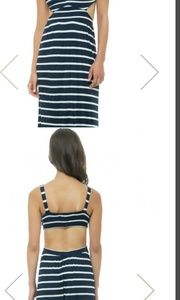Navy and White striped cutout maxi dress